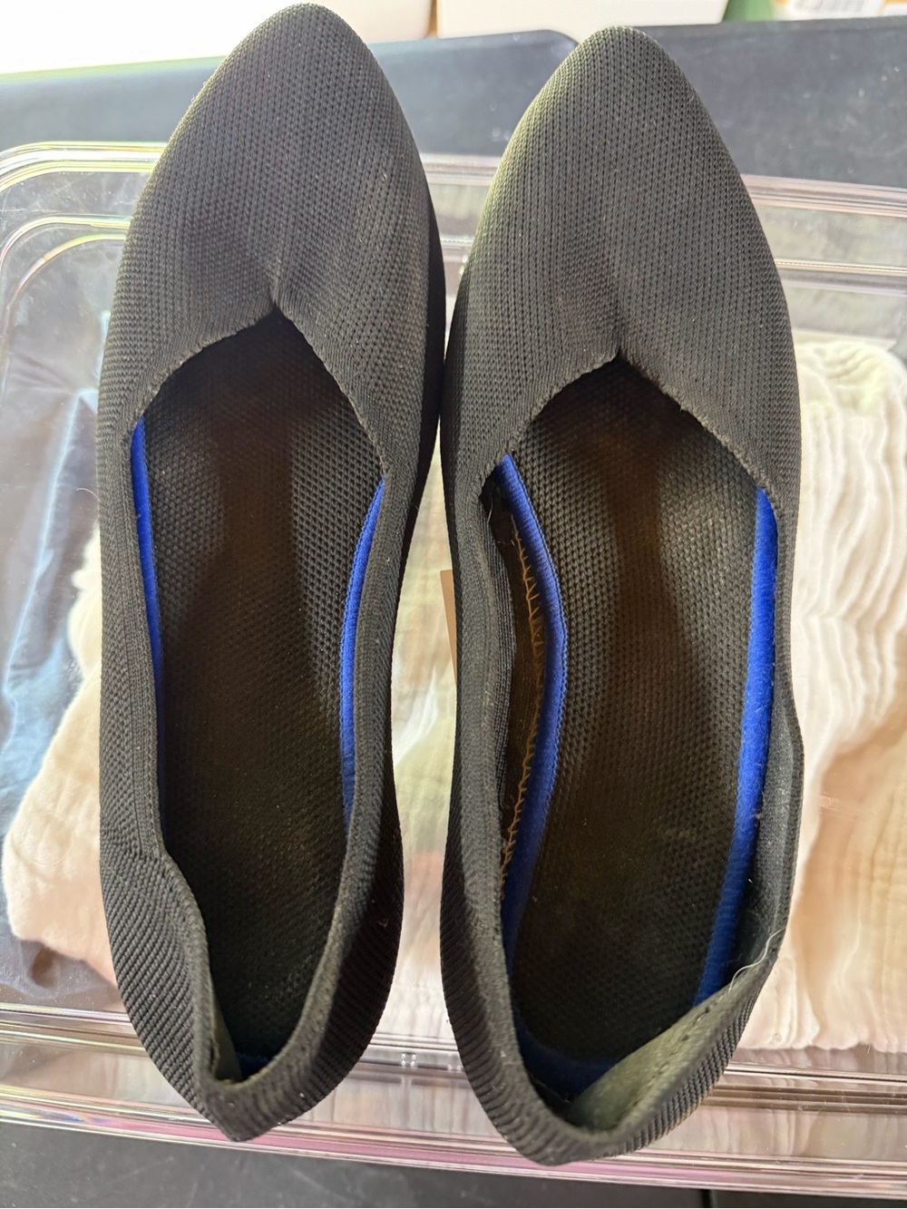 (Sale $5) Black Women's Knit Pointed-Toe Slip-On Flats